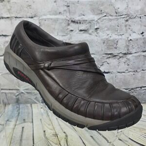 Merrell Encore Pleat Women's 10 Brown Leather Slip-On Loafers Clogs Comfort Shoe